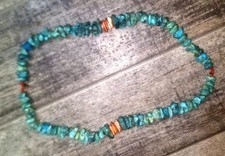 Vintage Navajo Santo Domingo gem blue turquoise heishi necklace, 100 grams picture