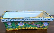 Vintage 1930s Japanese Porcelain Ikebana Suiban Planter Chujyo Shoten Green picture