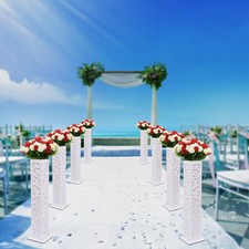 8Pcs Elegant White Flower Columns with LED Lights for Weddings & Events picture