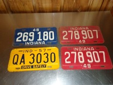 1948 1949 1957 Indiana License Plate Collection Lot of (4) Plates picture