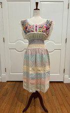 Mexican Paloma dress made of handwoven fabric with 100 % handmade embroidery. picture