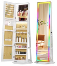 360° Rotating Jewelry Cabinet with Full Length Mirror, Standing Jewelry Organize picture