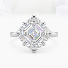 5.40 Ct Certified VVS-E-F-Asscher White Diamond Ring-Great Shine-FREE Studs picture