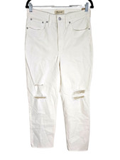 Madewell Womens White Distressed Denim Perfect Vintage Straight Jean Size 28 NWT picture