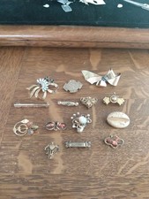 Antique Lot Of 14 Gold Fill Pins Deco Victorian Edwardian 52 Grams picture