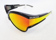 BALENCIAGA Sunglasses BB0038S 004 Wrap Mirrored Black/Orange MADE IN JAPAN - New picture