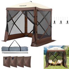 VEVOR Pop Up Gazebo Tent Pop-Up Screen Tent 4 Sided Canopy Sun Shelter Brown picture