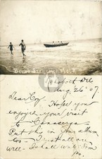 1907 Boat Surf Rehoboth Beach DE Delaware RPPC Photo Postcard COPY picture