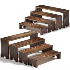 2 Set Wooden Tiered Risers Display Stands for Vendor Events,Stackable Wood picture