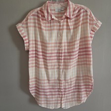 Madewell Crinkle Central Tunic Shirt Orange Ombré Gingham Check Womens Small picture