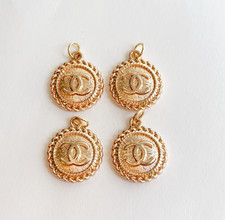 Lot of 4 Designer Gold Metal Zipper Pull Charm STAMPED picture