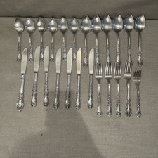 Vintage Stainless Japan Flatware 24 Piece Rose Floral Design Spoon Fork Knife picture