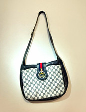 Gucci GG Pattern Shoulder Bag Beige/Black Red Stripe Adjustable Strap picture