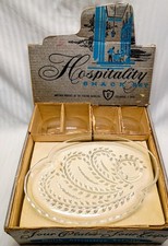 Vintage Federal Glass Snack Set *Service for 4*  Original Box *Perfect For Tea* picture