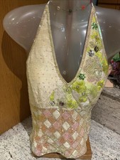 Aftershock Vintage Bustier Ivory /Lime Size M Silk Beaded Sequinned New Tags picture