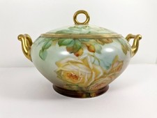 Vintage Thomas Sevres Bavaria Miramar Hand Painted Signed Cache Pot Covered Dish picture