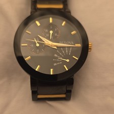 Bulova Futuro Black & Gold Tone Stainless Steel Quartz Watch Ref: 98C124 picture