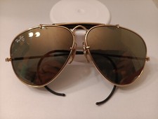 Vintage Ray-Ban B&L Diamond Hard Aviator Sunglasses Rare Gold Frames Wrap Around picture