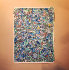Big Blue- Original Abstract Watercolor Painting With Ink And Acrylic Details picture