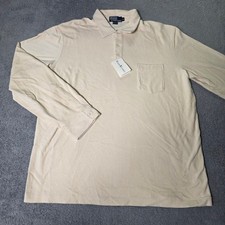 Polo Ralph Lauren Mens XL Polo Shirt Cream Corduroy Long Sleeve Pocket VTG 90s picture