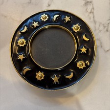 Vtg Mike & Ally Moon, Sun & Stars Gold & Black Enamel Round Photo Frame 4” EUC picture