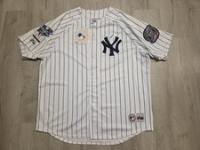 VTG Majestic 2000 World Series NY Yankees Pinstripe Jersey Embroidered Patches  picture