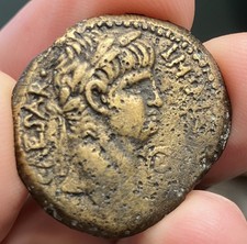 NERO Brass AE30 Roman Provincial Sestertius of Antioch. Sharp Profile ex-CNG. picture