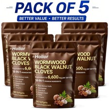 5x Holior Wormwood Black Walnut Clove Herbal Supplement 90 Softgels picture
