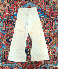 Vintage 1940s WWII USN Bell Bottom Pants Small White Stencil Bell Bottom USA picture