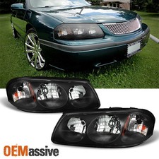Fit 00-05 Chevy Impala Black Replacement Headlights Headlamps Left+Right picture