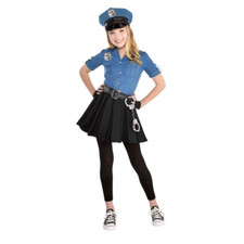 Cop Cutie Police Officer Youth Girls Size Large 14/16 Halloween Costume in Blue picture