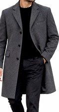 J CREW Mens Thompson Wool Bld Charcoal Topcoat-Quilt Insulated-Size 38-EUC picture