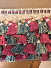 Kenneth Meyer Pink & Blue Tassel Fringe Trim Designer Drapery Upholstery picture