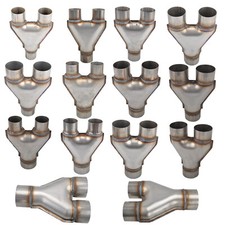 Y-Pipe Exhaust Pipe Adapter Connector 2''/2.25''/2.5''/2.75''/3''ID Single/Dual picture