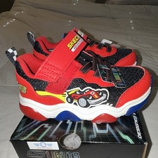 SKECHERS Adventure Racer S-Lights Light Up Boys Size 8 Red Black Sneakers picture