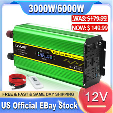 3000W 6000W Car Power Inverter DC 12V To 110V Pure Sine Wave Solar Converter LCD picture