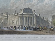 Antique Steel Line Engraving Bank of England Hand-coloured Print Framed UK picture