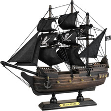 SAILINGSTORY Wooden Pirate Ship Model Black Pearl Sailing Ship Decor10 picture