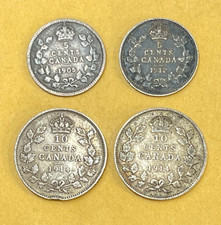 Early Canada 5 & 10 Cents 4 Silver Coins Lot picture