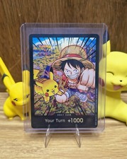 Monkey D Luffy & Pikachu Pokémon x One Piece Textured Holo Custom DON Card picture