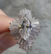Amazing Ballerina Diamond & Platinum Ring Marquise Center Stone 2.25 Apprx  CTW picture