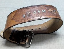 1950s-60s vintage RODEO tooled belt WESTERN cowboy 32 wide corset CLOWN leather picture