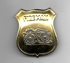 FIREMAN FIREFIGHTER BRASS FIRE PIN BACK  BADGE picture
