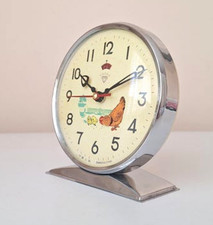 Vintage Animated Chicken Alarm Clock - 1970s Mechanical Table Clock picture