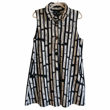 Yushi Lagenlook Abstract Art Button Tunic L Pockets Funky Relaxed Fit  picture