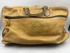 Vintage Loewe Tan Leather Anagram Duffel Bag Travel Weekend Bag Gold Hardware picture