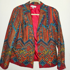 Coldwater Creek Southwestern Tapestry Pattern Blazer Jacket Size 8 picture