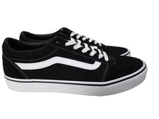 Vans Ward Suede Canvas Shoes Sneakers Black White Skate Mens Sz 10.5 picture