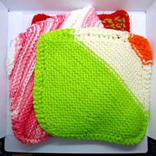 Set of Handmade Crochet Potholders or Trivets Colorful Cotton Kitchen Decor picture