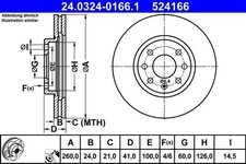 Brake disc ATE 24.0324-0166.1 for Opel picture